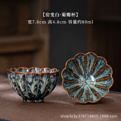 1pc Kiln Change China Ceramic Tea Cup Temmoku Glaze Porcelain Kung Fu Cups Set Pottery Jianzhan Drinkware Tableware Wholesale