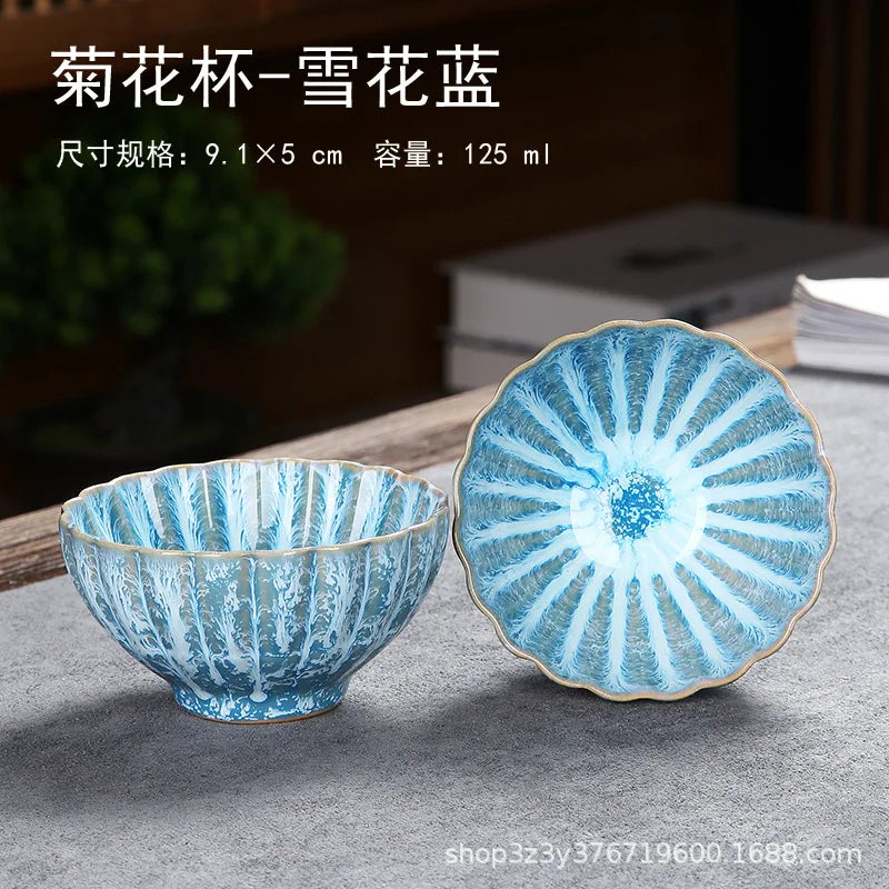 1pc Kiln Change China Ceramic Tea Cup Temmoku Glaze Porcelain Kung Fu Cups Set Pottery Jianzhan Drinkware Tableware Wholesale