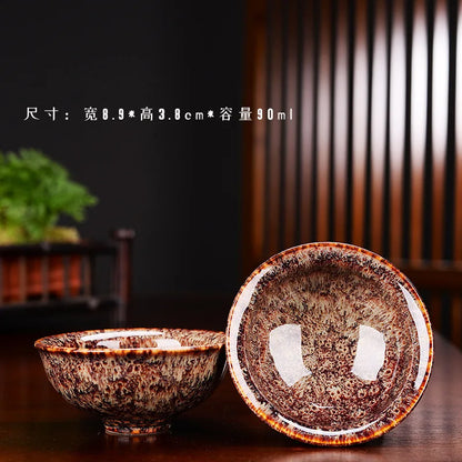 1pc Multicolor Kiln Fambe Porcelain Tea Cup Large Kung Fu Temmoku Glaze Ceramics Japanese Master Teacup Retro Single Tea Cups