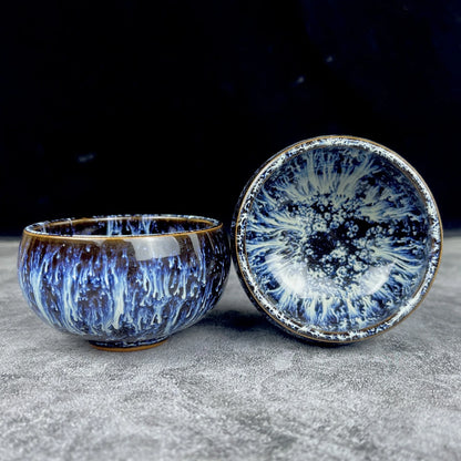 1pc Multicolor Kiln Fambe Porcelain Tea Cup Large Kung Fu Temmoku Glaze Ceramics Japanese Master Teacup Retro Single Tea Cups