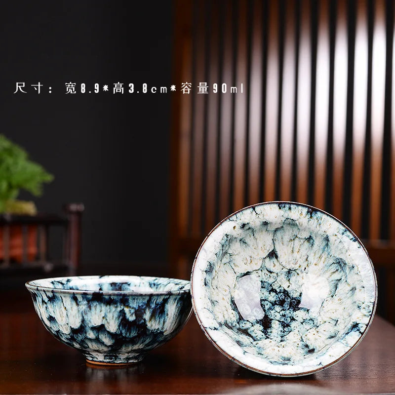 1pc Multicolor Kiln Fambe Porcelain Tea Cup Large Kung Fu Temmoku Glaze Ceramics Japanese Master Teacup Retro Single Tea Cups