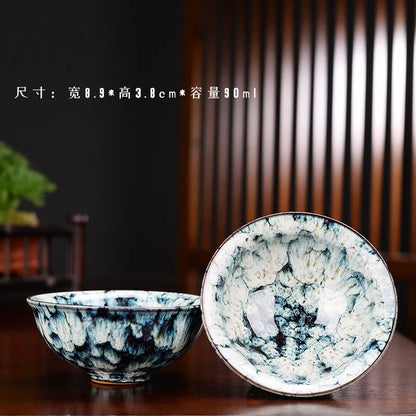 1pc Multicolor Kiln Fambe Porcelain Tea Cup Large Kung Fu Temmoku Glaze Ceramics Japanese Master Teacup Retro Single Tea Cups