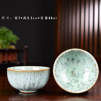 1pc Multicolor Kiln Fambe Porcelain Tea Cup Large Kung Fu Temmoku Glaze Ceramics Japanese Master Teacup Retro Single Tea Cups