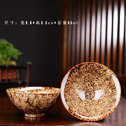 1pc Multicolor Kiln Fambe Porcelain Tea Cup Large Kung Fu Temmoku Glaze Ceramics Japanese Master Teacup Retro Single Tea Cups