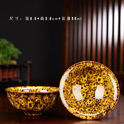 1pc Multicolor Kiln Fambe Porcelain Tea Cup Large Kung Fu Temmoku Glaze Ceramics Japanese Master Teacup Retro Single Tea Cups