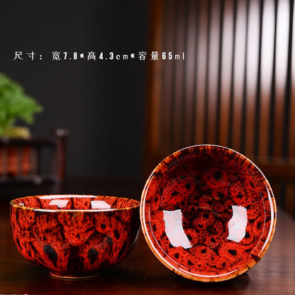 1pc Multicolor Kiln Fambe Porcelain Tea Cup Large Kung Fu Temmoku Glaze Ceramics Japanese Master Teacup Retro Single Tea Cups
