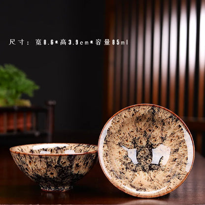 1pc Multicolor Kiln Fambe Porcelain Tea Cup Large Kung Fu Temmoku Glaze Ceramics Japanese Master Teacup Retro Single Tea Cups