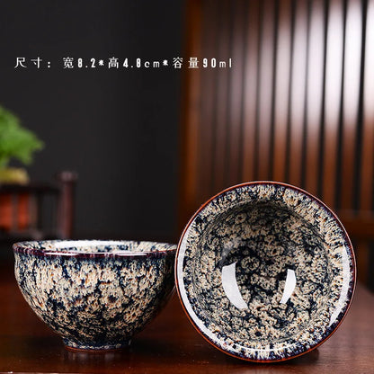1pc Multicolor Kiln Fambe Porcelain Tea Cup Large Kung Fu Temmoku Glaze Ceramics Japanese Master Teacup Retro Single Tea Cups