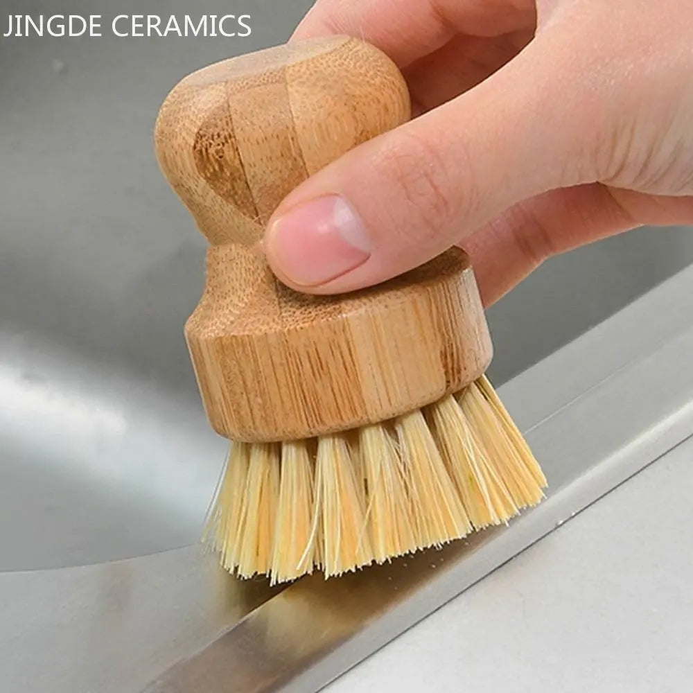 1pc Pot Brush Dishwashing Brush Short Handle Natural Sisal Kitchen Supplies Cleaning Tool Vegetables Decontamination Brush