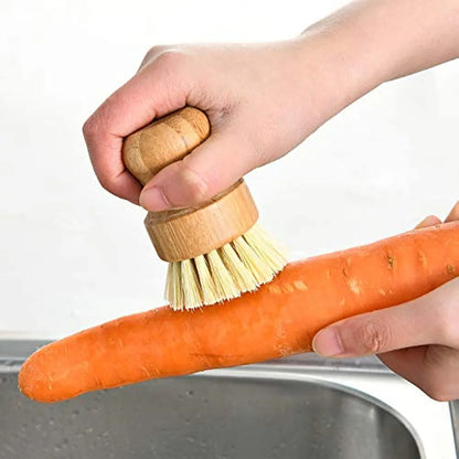 1pc Pot Brush Dishwashing Brush Short Handle Natural Sisal Kitchen Supplies Cleaning Tool Vegetables Decontamination Brush