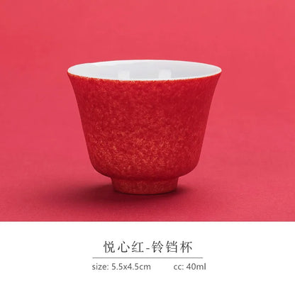 1pc Red Ceramic Teacup Chinese Wedding Tea Set Single Cup High Quality Portable Master Cup Home Drinkware Porcelain Tea Cup