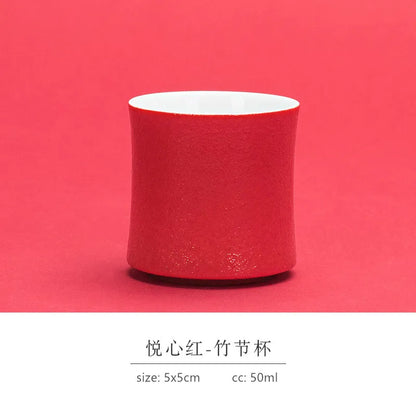1pc Red Ceramic Teacup Chinese Wedding Tea Set Single Cup High Quality Portable Master Cup Home Drinkware Porcelain Tea Cup