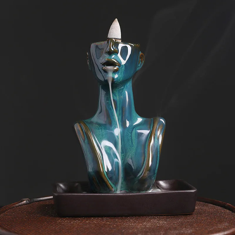 1pc Waterfall Incense Beauty Statue Backflow Incense Burner Aromatherapy Ornament for Home & Wedding Decor (Without Incense）