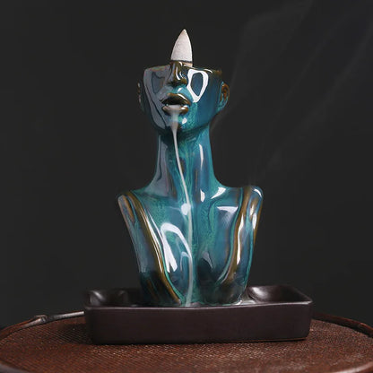 1pc Waterfall Incense Beauty Statue Backflow Incense Burner Aromatherapy Ornament for Home & Wedding Decor (Without Incense）