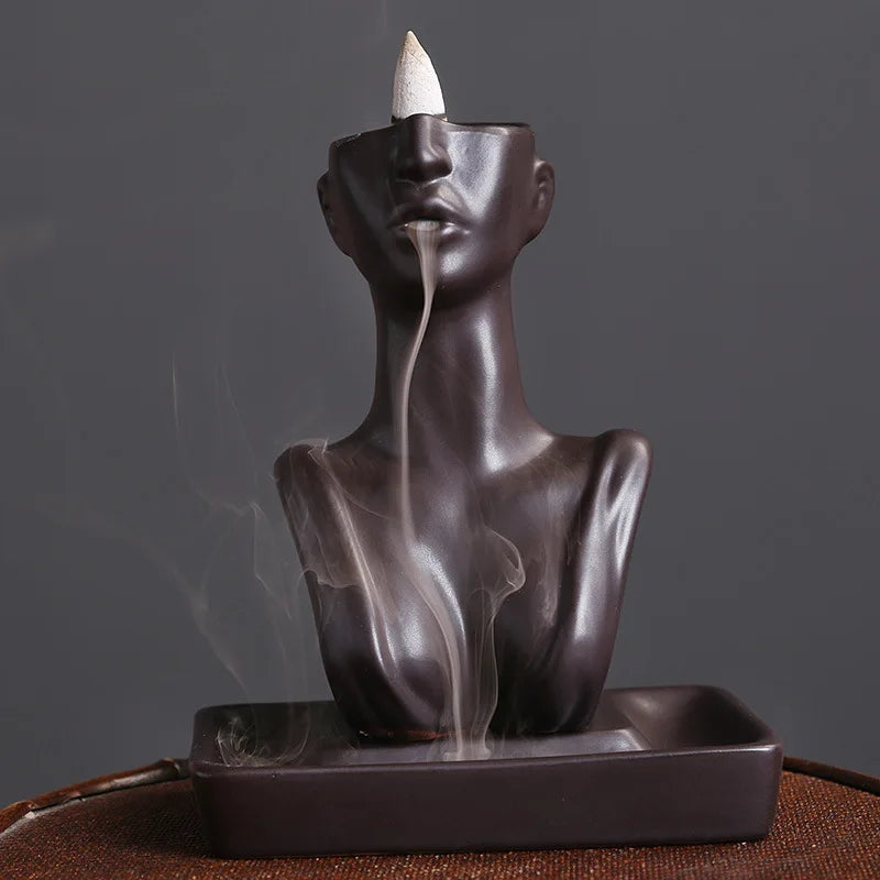 1pc Waterfall Incense Beauty Statue Backflow Incense Burner Aromatherapy Ornament for Home & Wedding Decor (Without Incense）