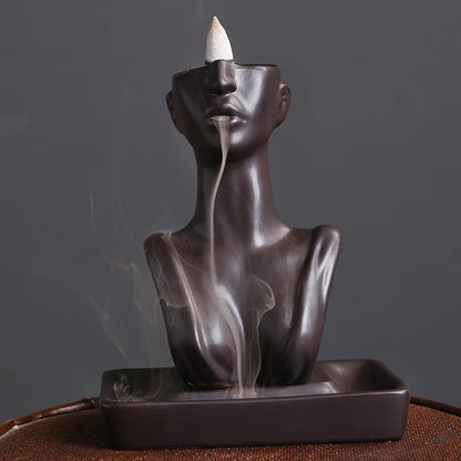 1pc Waterfall Incense Beauty Statue Backflow Incense Burner Aromatherapy Ornament for Home & Wedding Decor (Without Incense）