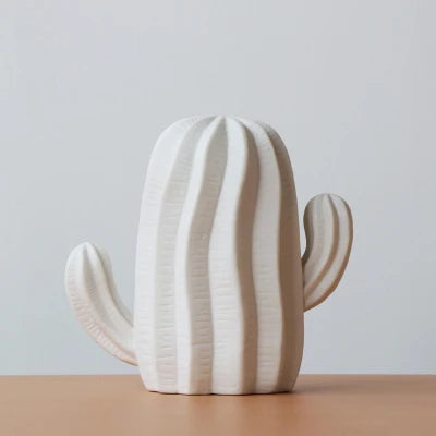 1pc White Ceramic Cactus Statue Matte Porcelain Cacti Ornament Christmas Home Decor Figurines Best Gift for Wedding