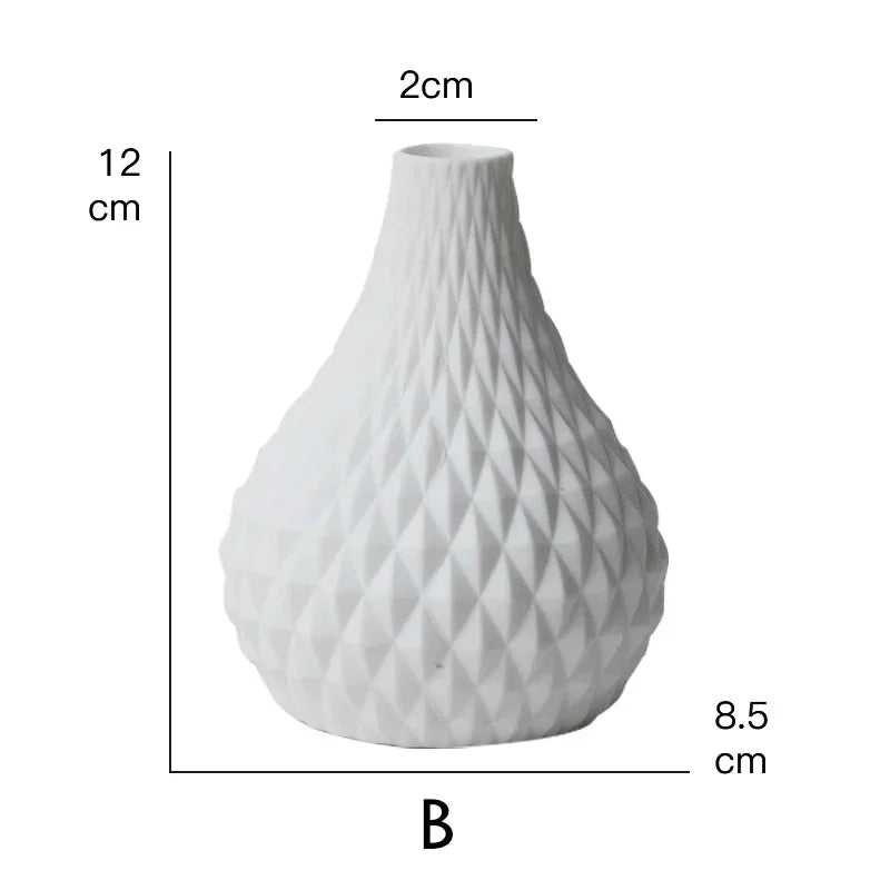 1pc White Ceramic Flower Vase Geometric Matt Vase Drop-shape Plants Hydroponic Container Home Garden Decoration