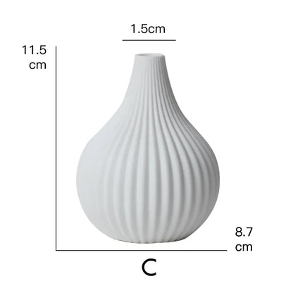 1pc White Ceramic Flower Vase Geometric Matt Vase Drop-shape Plants Hydroponic Container Home Garden Decoration