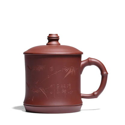 1pc Yixing Handmade Purple Clay Pu'er Teacup Household Tea Set Drinkware Travel Portable Tea Cups Gifts with Cover 500ML