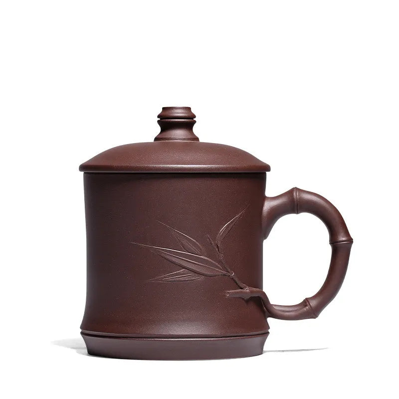 1pc Yixing Handmade Purple Clay Pu'er Teacup Household Tea Set Drinkware Travel Portable Tea Cups Gifts with Cover 500ML