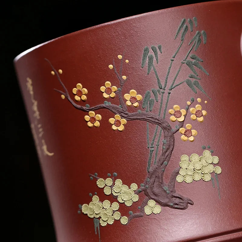 1pc Yixing Handmade Purple Clay Pu'er Teacup Household Tea Set Drinkware Travel Portable Tea Cups Gifts with Cover 500ML