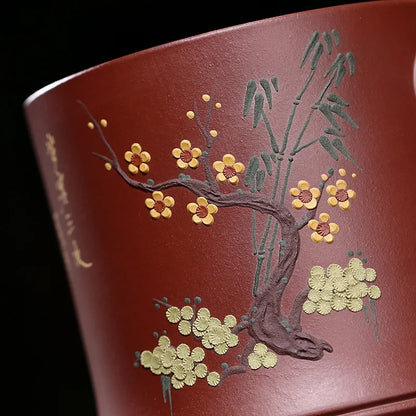 1pc Yixing Handmade Purple Clay Pu'er Teacup Household Tea Set Drinkware Travel Portable Tea Cups Gifts with Cover 500ML