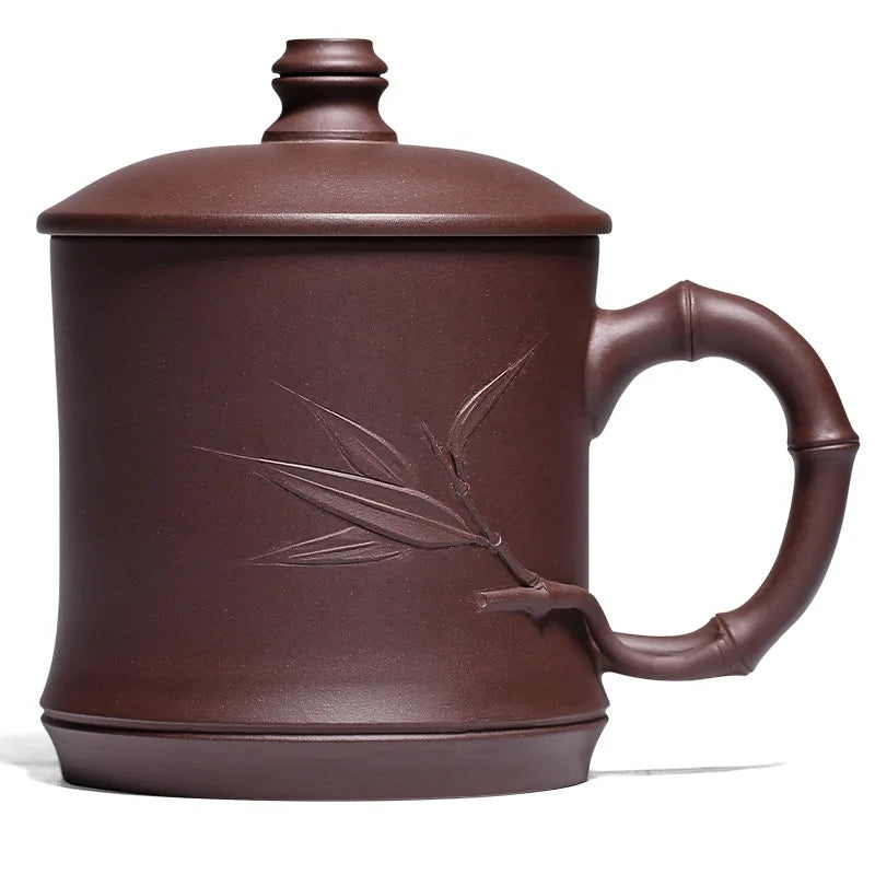 1pc Yixing Handmade Purple Clay Pu'er Teacup Household Tea Set Drinkware Travel Portable Tea Cups Gifts with Cover 500ML