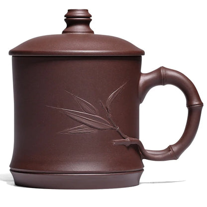 1pc Yixing Handmade Purple Clay Pu'er Teacup Household Tea Set Drinkware Travel Portable Tea Cups Gifts with Cover 500ML