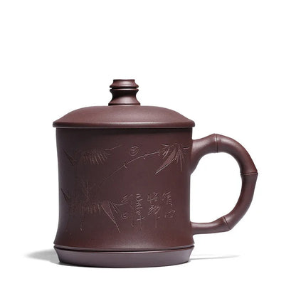 1pc Yixing Handmade Purple Clay Pu'er Teacup Household Tea Set Drinkware Travel Portable Tea Cups Gifts with Cover 500ML