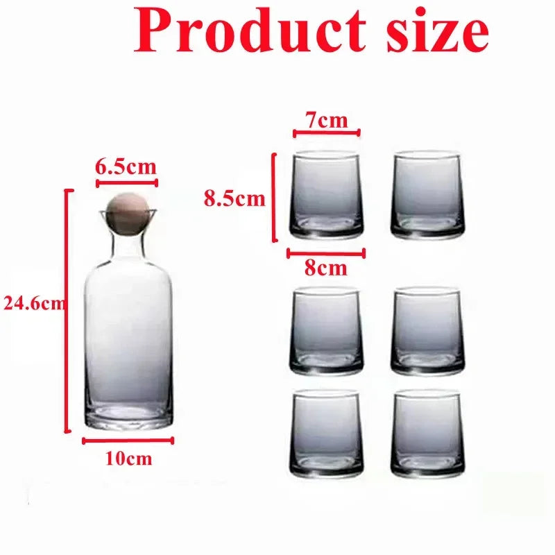 1pcs 1.2L Large Capacity Glass Water Kettle and 6pcs 250ml Glass Water Cups Set Creative Household Juice Milk Tea Drinkware