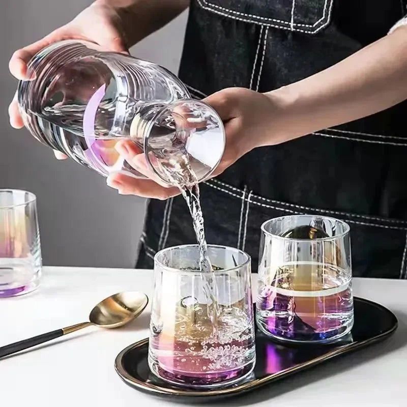 1pcs 1.2L Large Capacity Glass Water Kettle and 6pcs 250ml Glass Water Cups Set Creative Household Juice Milk Tea Drinkware