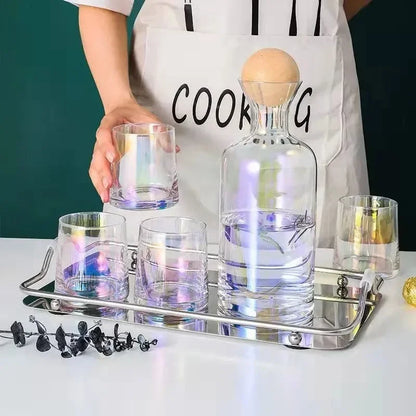 1pcs 1.2L Large Capacity Glass Water Kettle and 6pcs 250ml Glass Water Cups Set Creative Household Juice Milk Tea Drinkware