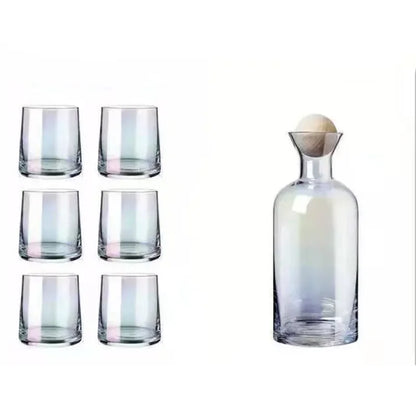 1pcs 1.2L Large Capacity Glass Water Kettle and 6pcs 250ml Glass Water Cups Set Creative Household Juice Milk Tea Drinkware