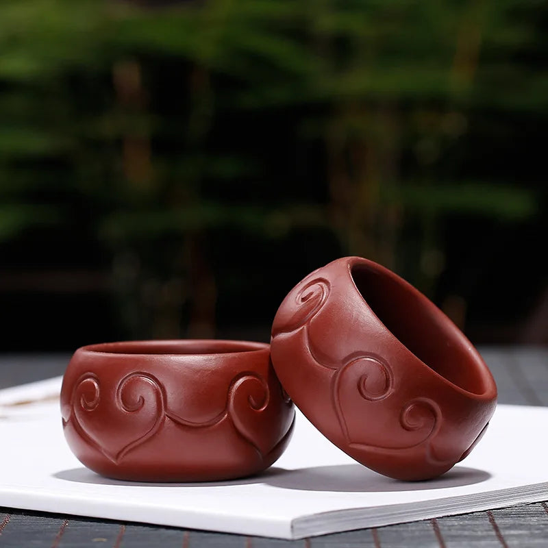 1pcs Authentic Yixing Purple Clay Teacup Handmade Meditation Cup Travel Tea Bowl Pu'er Master Tea Cup Chinese Tea Set 45ml