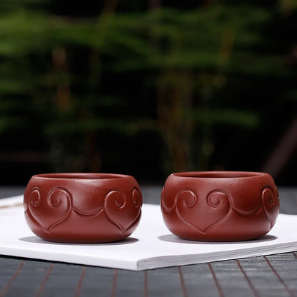 1pcs Authentic Yixing Purple Clay Teacup Handmade Meditation Cup Travel Tea Bowl Pu'er Master Tea Cup Chinese Tea Set 45ml