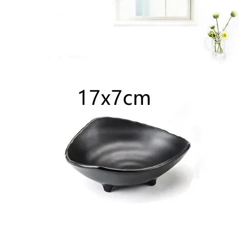 1pcs Black Melamine Sushi Bar Snack Tableware Barbecue Buffet Dish Wine Sushi Fruit Tray Kitchen Supplies