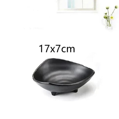 1pcs Black Melamine Sushi Bar Snack Tableware Barbecue Buffet Dish Wine Sushi Fruit Tray Kitchen Supplies