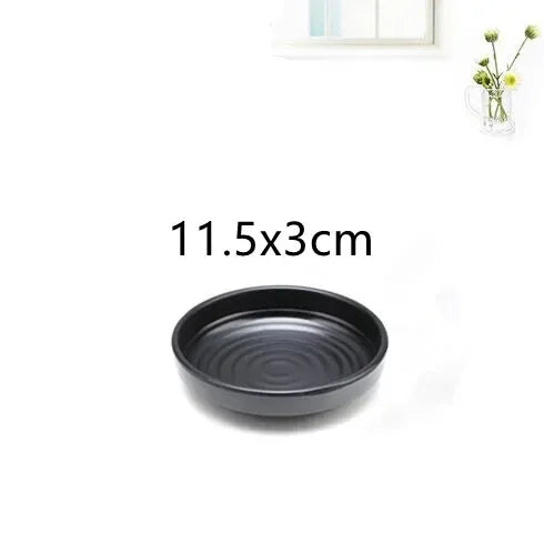 1pcs Black Melamine Sushi Bar Snack Tableware Barbecue Buffet Dish Wine Sushi Fruit Tray Kitchen Supplies