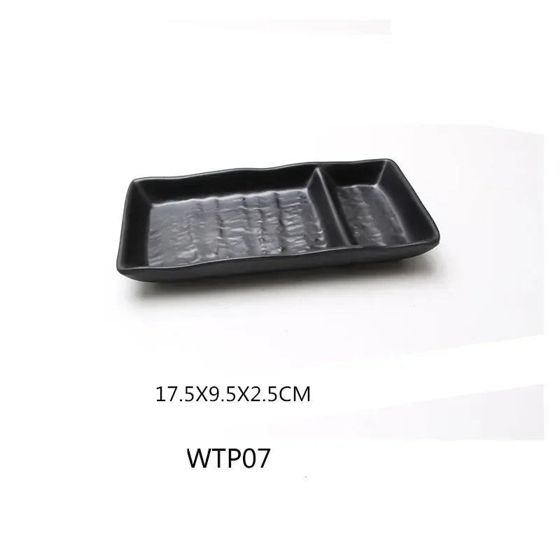 1pcs Black Melamine Sushi Bar Snack Tableware Barbecue Buffet Dish Wine Sushi Fruit Tray Kitchen Supplies