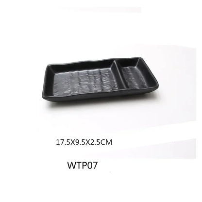 1pcs Black Melamine Sushi Bar Snack Tableware Barbecue Buffet Dish Wine Sushi Fruit Tray Kitchen Supplies