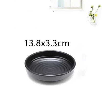 1pcs Black Melamine Sushi Bar Snack Tableware Barbecue Buffet Dish Wine Sushi Fruit Tray Kitchen Supplies