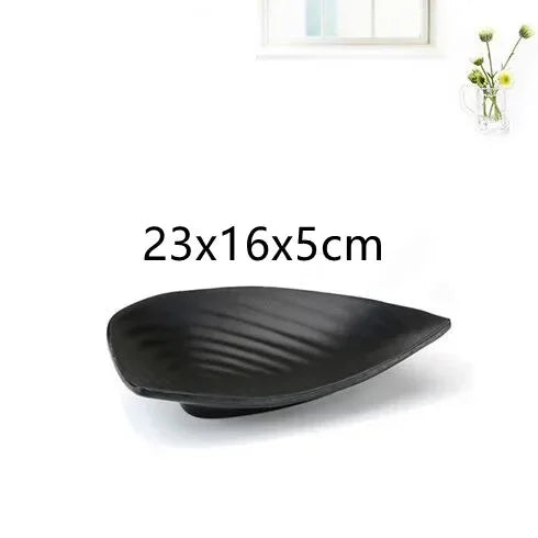 1pcs Black Melamine Sushi Bar Snack Tableware Barbecue Buffet Dish Wine Sushi Fruit Tray Kitchen Supplies