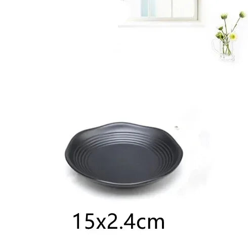 1pcs Black Melamine Sushi Bar Snack Tableware Barbecue Buffet Dish Wine Sushi Fruit Tray Kitchen Supplies