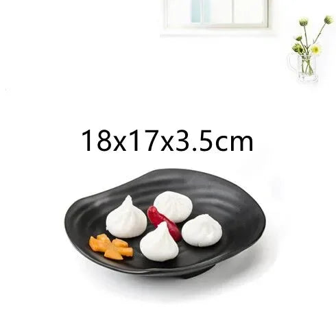 1pcs Black Melamine Sushi Bar Snack Tableware Barbecue Buffet Dish Wine Sushi Fruit Tray Kitchen Supplies