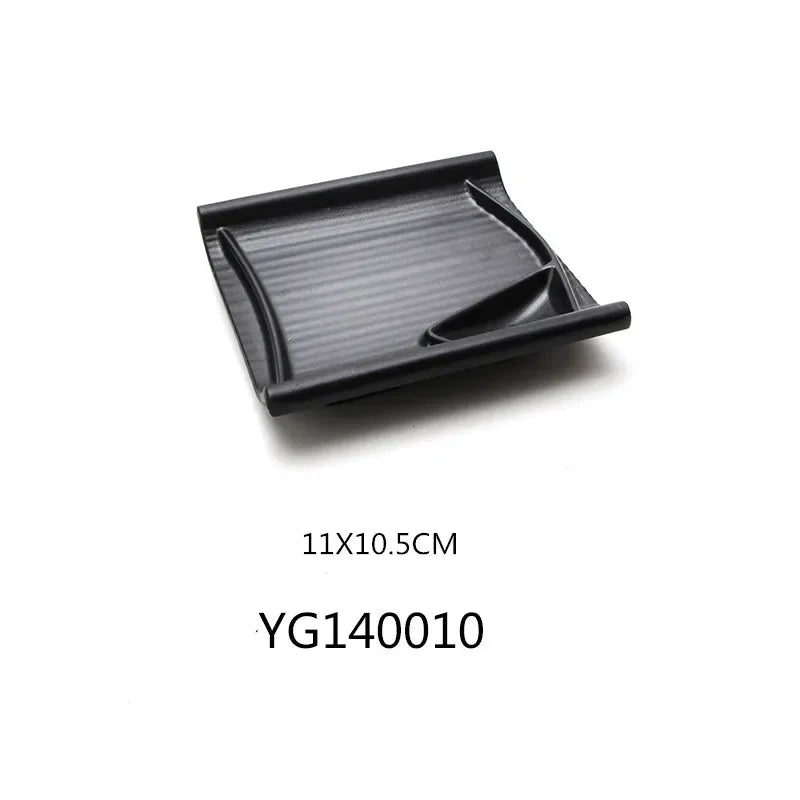 1pcs Black Melamine Sushi Bar Snack Tableware Barbecue Buffet Dish Wine Sushi Fruit Tray Kitchen Supplies