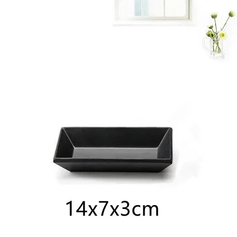 1pcs Black Melamine Sushi Bar Snack Tableware Barbecue Buffet Dish Wine Sushi Fruit Tray Kitchen Supplies