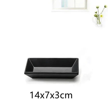 1pcs Black Melamine Sushi Bar Snack Tableware Barbecue Buffet Dish Wine Sushi Fruit Tray Kitchen Supplies