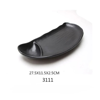 1pcs Black Melamine Sushi Bar Snack Tableware Barbecue Buffet Dish Wine Sushi Fruit Tray Kitchen Supplies