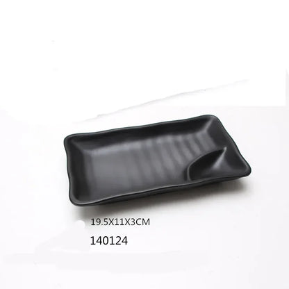 1pcs Black Melamine Sushi Bar Snack Tableware Barbecue Buffet Dish Wine Sushi Fruit Tray Kitchen Supplies